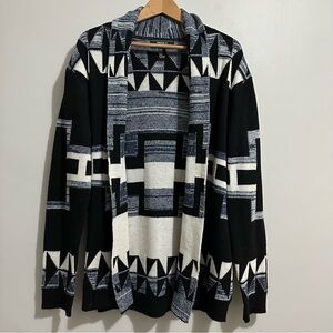 Forever 21 Southwestern Cabin Open Front Cardigan Sweater Size M Boho Western
